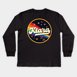 Klara // Rainbow In Space Vintage Style Kids Long Sleeve T-Shirt